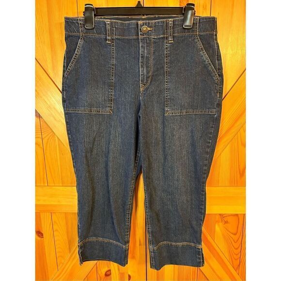 Gloria Vanderbilt Dark Blue Capris Pockets Peddle Pusher Style Womans Size 10 (4 - Picture 1 of 6